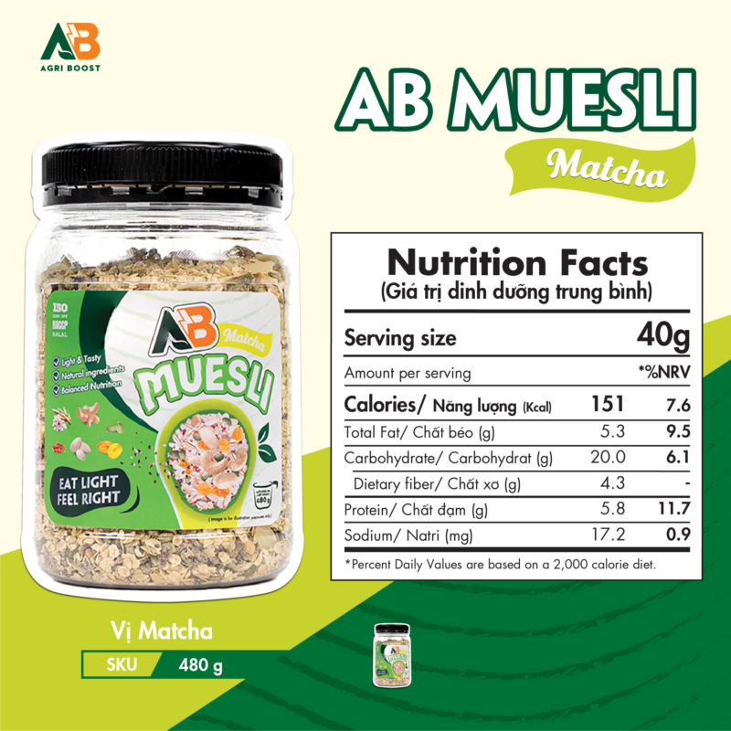 Ngũ Cốc Dinh Dưỡng Muesli 480g Vị Matcha - Hình ảnh 3